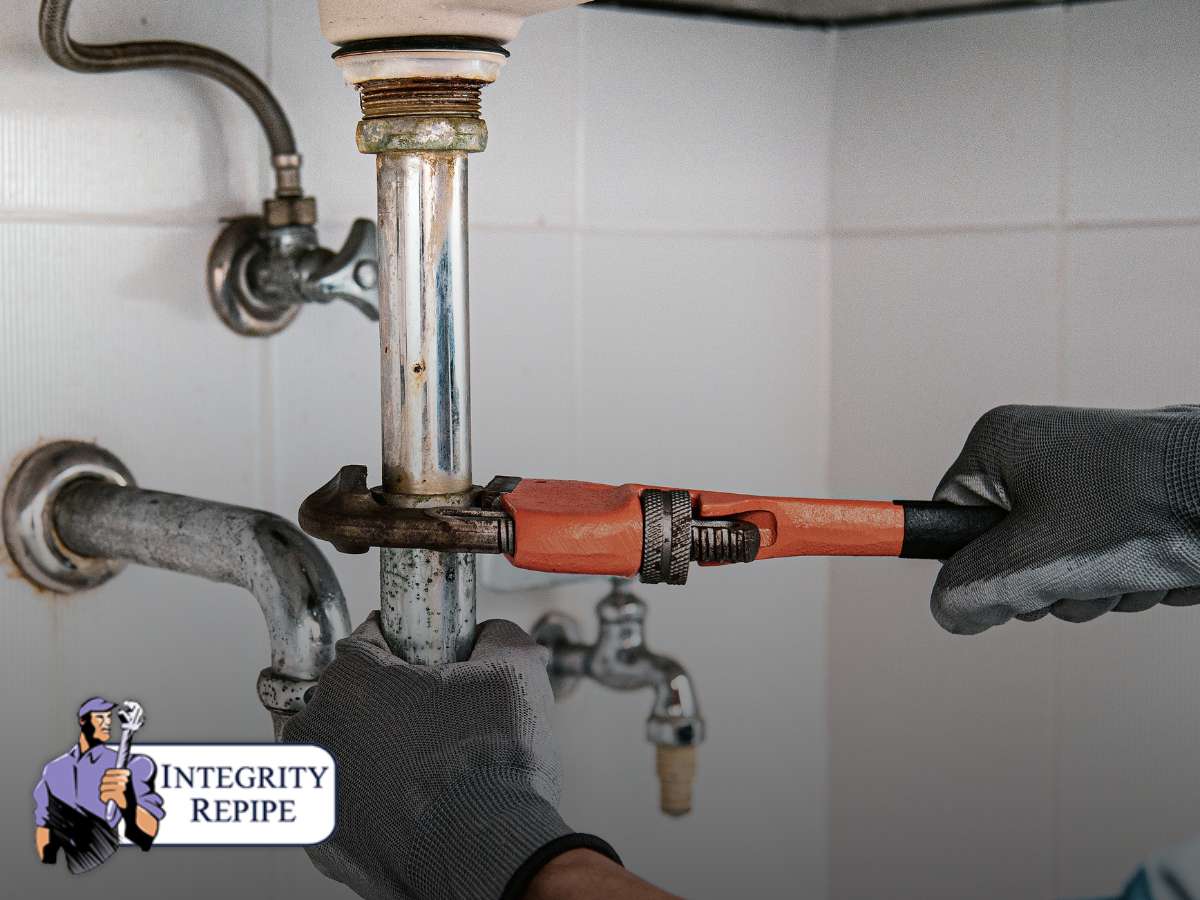 A plumber uses a wrench to repair drain pipes under a sink, highlighting the importance of maintaining a functional plumbing system